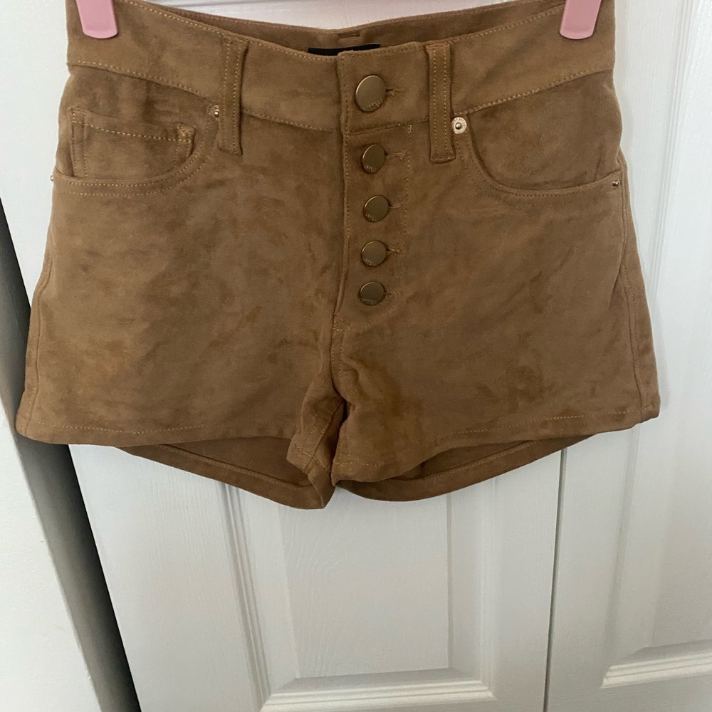 Tan Button-Up Women Shorts